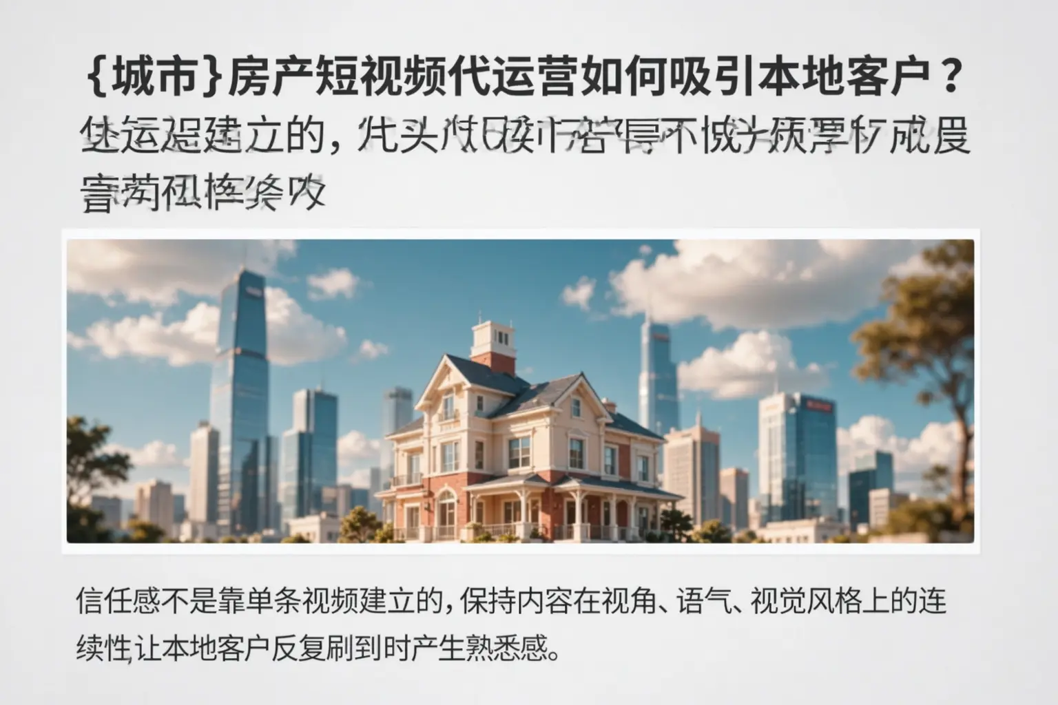 奇台房产短视频代运营如何吸引本地客户?